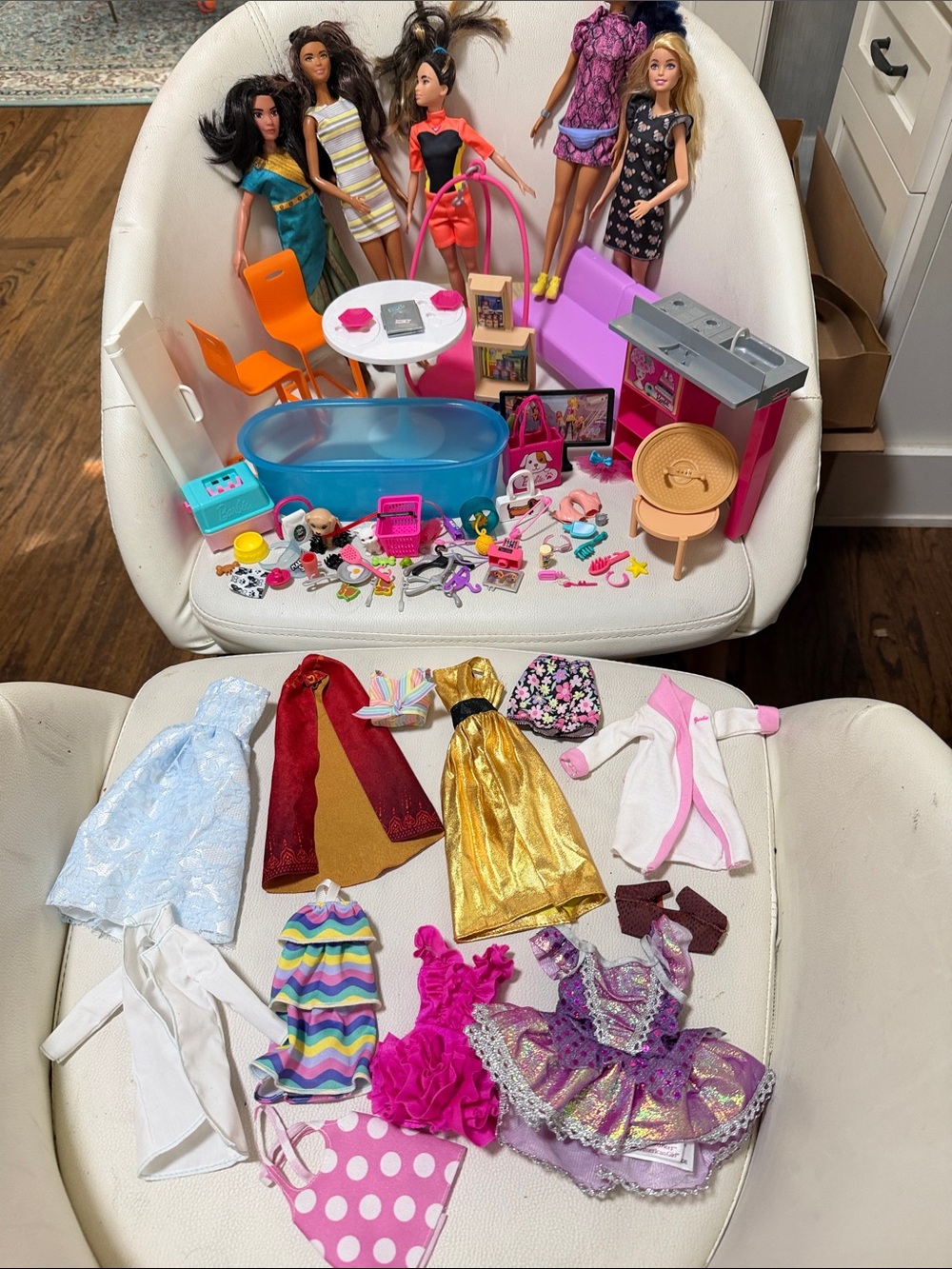 Mattel Barbie Accessories Set with Pink, Purple, Gold Pieces
